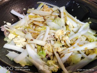 鸡蛋白菜梗炒肉片步骤6