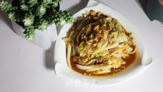 鸡蛋白菜梗炒肉片步骤8