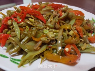 尖椒炒眉豆步骤7