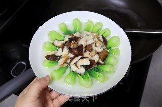 无油少盐清肠的白灼香菇油菜芯步骤7
