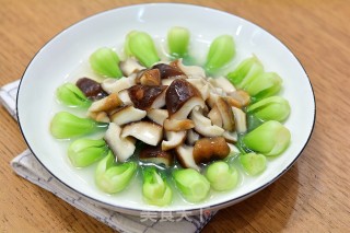 无油少盐清肠的白灼香菇油菜芯步骤8