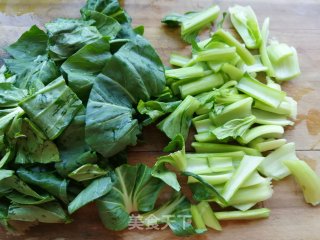 青菜炒肉片步骤3