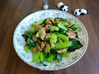 青菜炒肉片步骤7