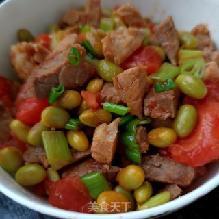 回锅肉丁炒毛豆步骤17