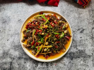 青花椒子姜炒毛肚步骤16