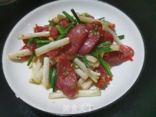 香肠炒花生苗步骤8