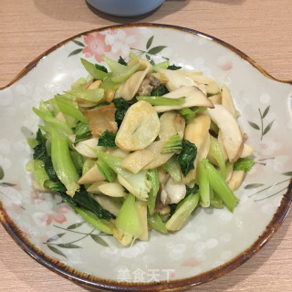 杏鲍菇炒白菜步骤6