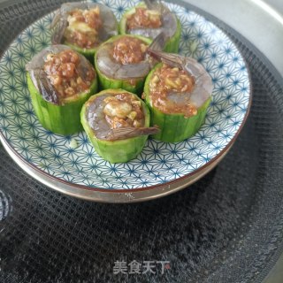 肉馅鲜虾丝瓜盅步骤16