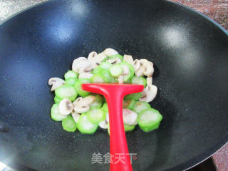 蘑菇炒棱角丝瓜步骤8