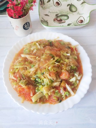 圆白菜炒西红柿粉条步骤7