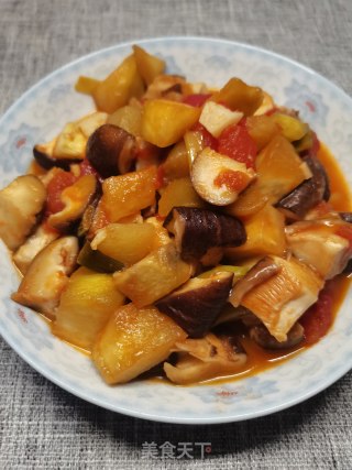 西红柿香菇炒茄子步骤5