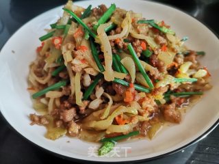 韭菜花榨菜丝炒肉步骤10