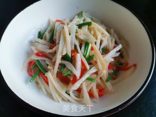 韭菜花炒藕丝步骤8
