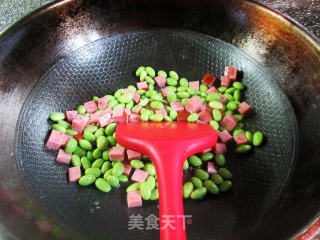 烤火腿炒毛豆步骤5