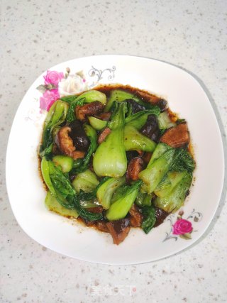 香菇烧油菜步骤4