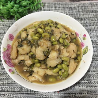 雪菜毛豆烧龙利鱼步骤7
