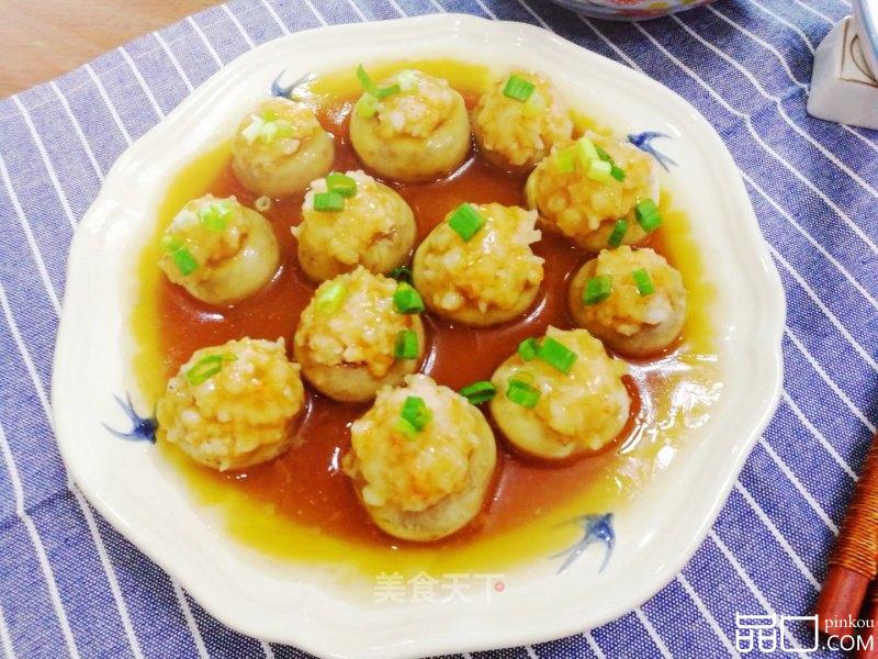 原汁原味，低卡减脂美食～蘑菇酿虾滑