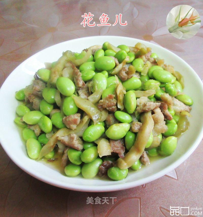 榨菜丝肉丝炒毛豆
