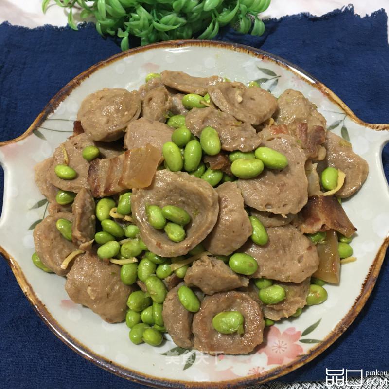 五花肉丸子炒毛豆