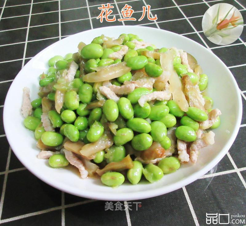 肉丝榨菜丝炒毛豆