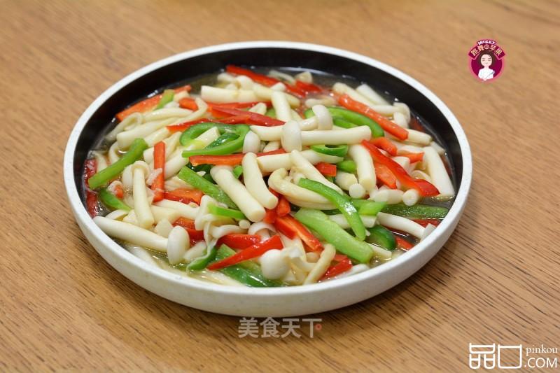 青红椒炒白玉菇