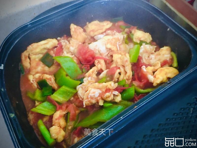 小涮锅炒青椒鸡蛋西红柿