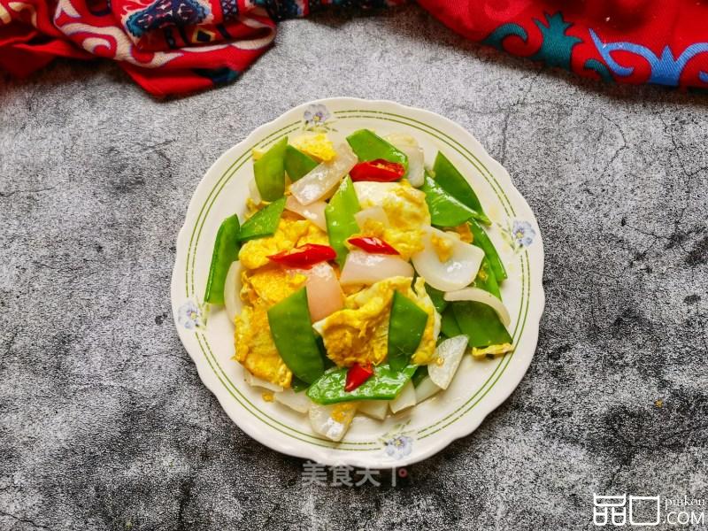 荷兰豆洋葱茶油炒鸡蛋
