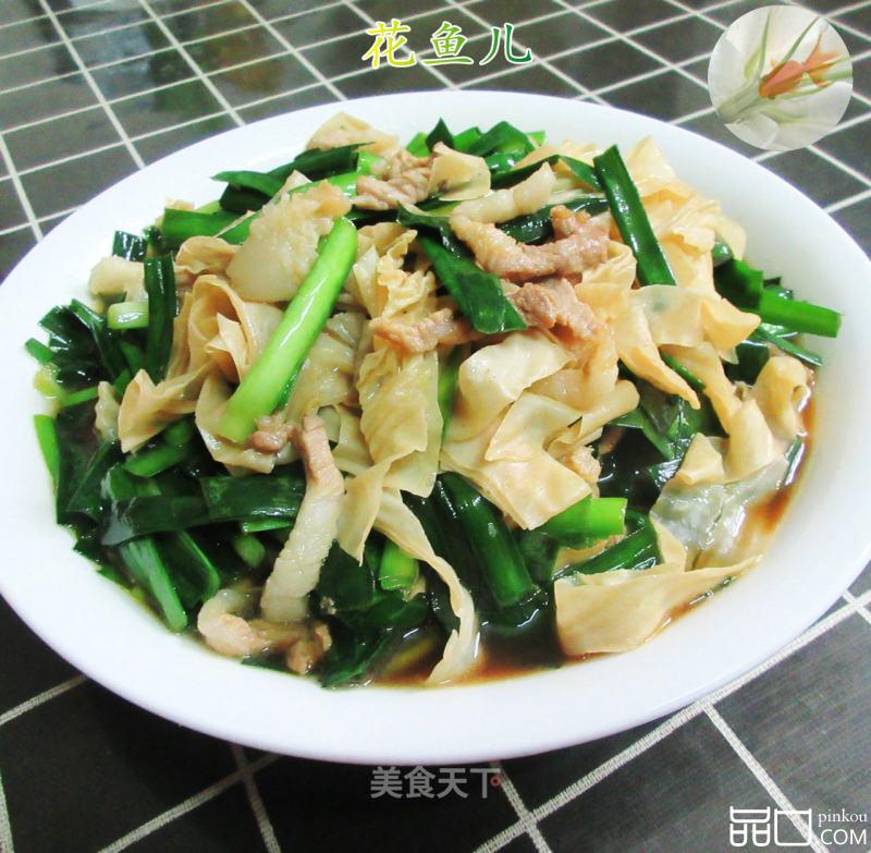 肉丝韭菜炒豆腐皮