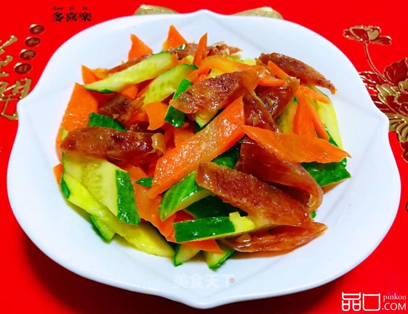 黄瓜胡萝卜炒腊肠