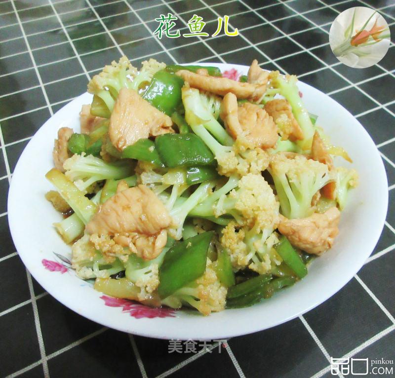 鸡胸肉炒花菜