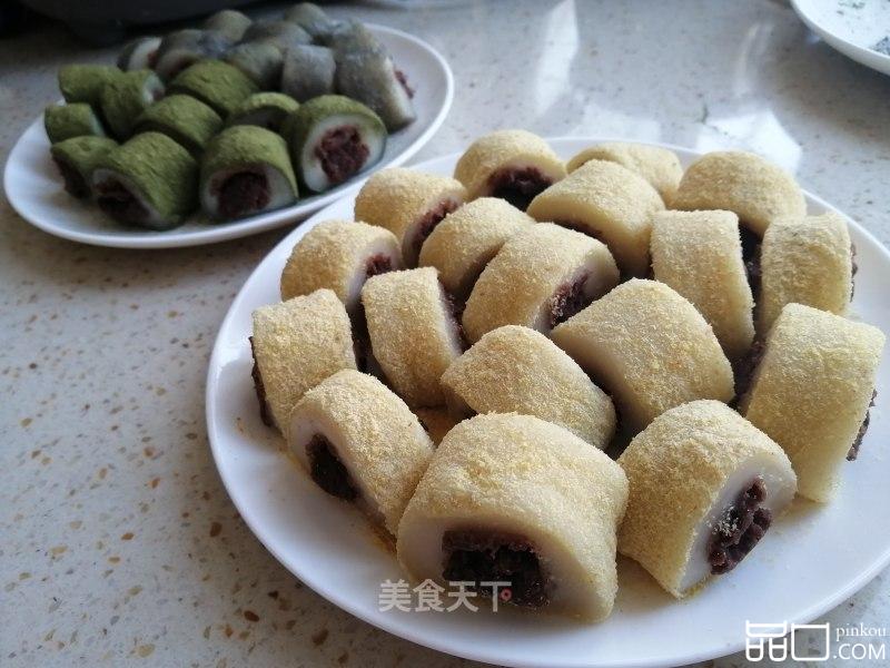 京味儿小吃驴打滚儿年糕，豆沙自己做，尝试三种口味