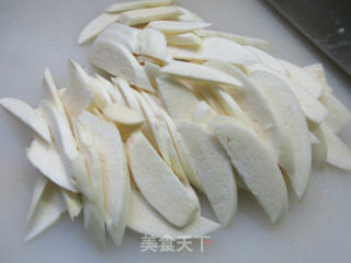 茭白炒烤火腿步骤4