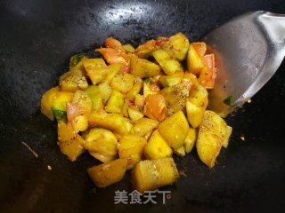 紫茄子炒西红柿步骤5