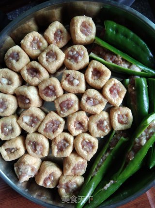 猪肉末酿豆泡和酿辣椒步骤8