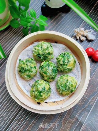 蒸茼蒿丸子步骤7