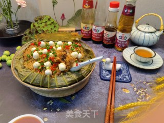 李子柒同款夏日美食～荷香糯米排骨饭步骤7