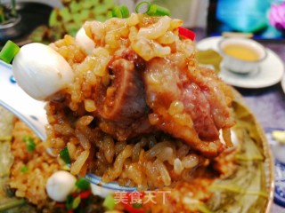 李子柒同款夏日美食～荷香糯米排骨饭步骤8