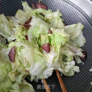腊猪舌炒包菜步骤6