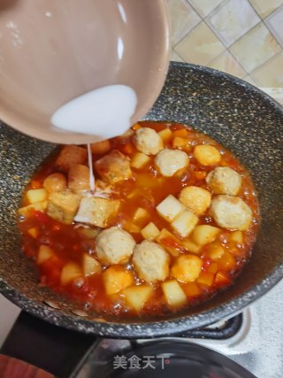 酸辣土豆烩丸子步骤16