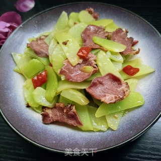 腊猪舌炒莴笋步骤14