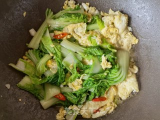 小白菜炒鹅蛋步骤11
