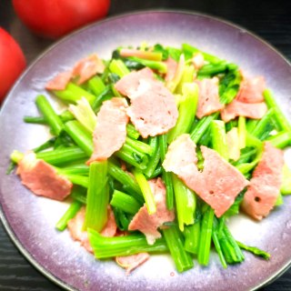 培根炒菠菜梗步骤16
