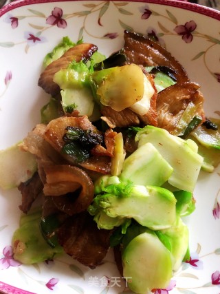 五花肉炒儿菜步骤5