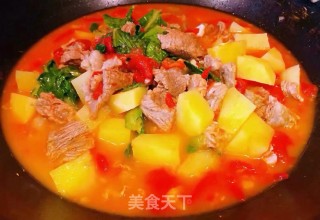 西红柿土豆青菜炖牛肉步骤12