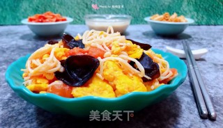 西红柿金针菇木耳炒鸡蛋步骤13