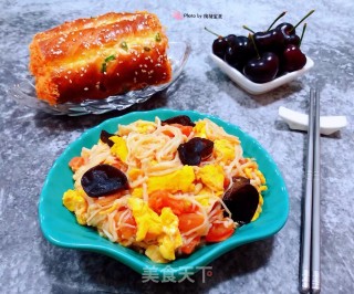 西红柿金针菇木耳炒鸡蛋步骤12