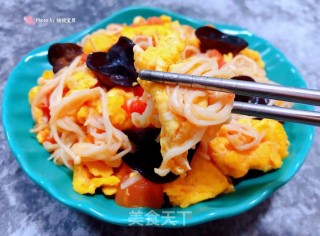 西红柿金针菇木耳炒鸡蛋步骤14