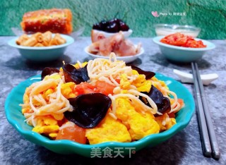 西红柿金针菇木耳炒鸡蛋步骤15