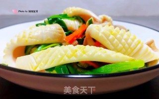 韭菜胡萝卜炒鱿鱼#家常小炒#步骤12