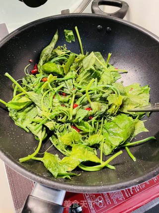 炝炒南瓜叶步骤4